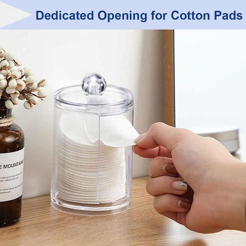EARTHCONE Cotton Swab Holder, Acrylic Pad Holder with Lid, Earbud Storage Container for Bathroom Vanity Makeup Organizer Box (Round) - Image 5