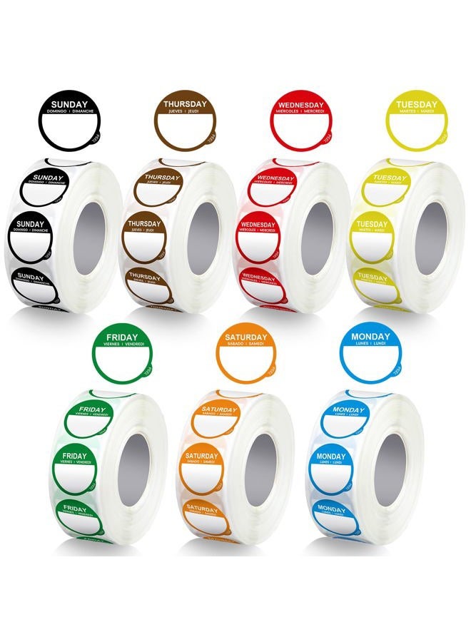 Sayglossy 7000 Pcs Day of The Week Labels Food Labels Monday Through Sunday Management Inventory Stickers Removable Weekly Self Adhesive Date Dot Stickers for Restaurant Kitchen Containers Dispenser - Image 1