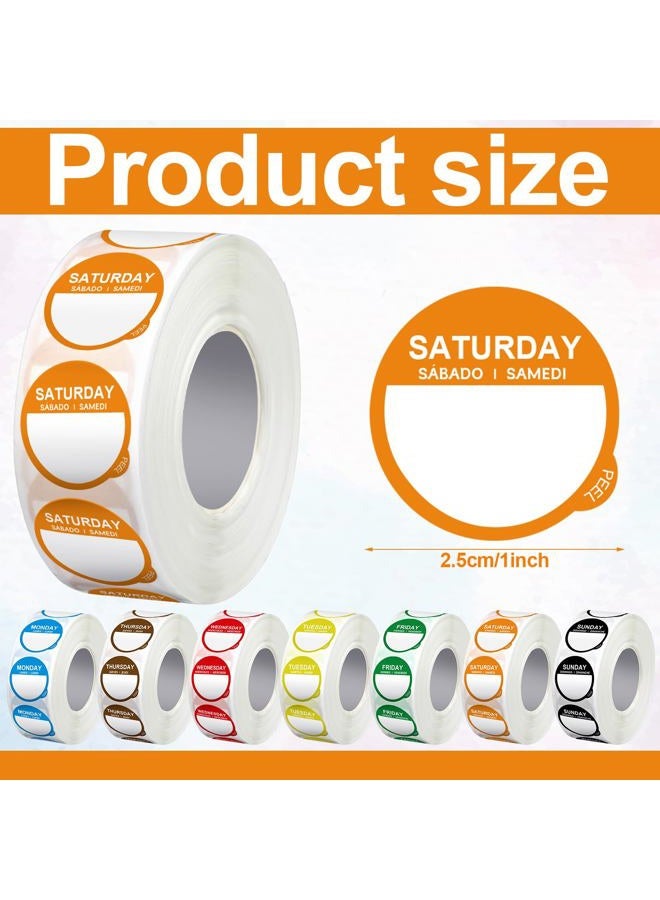 Sayglossy 7000 Pcs Day of The Week Labels Food Labels Monday Through Sunday Management Inventory Stickers Removable Weekly Self Adhesive Date Dot Stickers for Restaurant Kitchen Containers Dispenser - Image 2