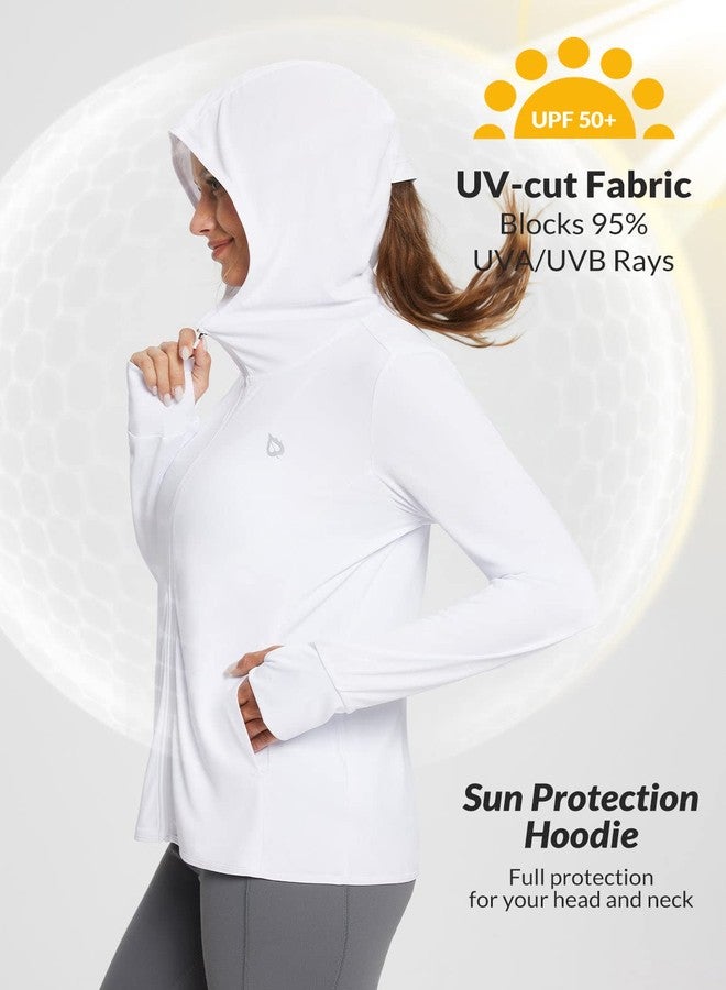 baleaf Women's UPF 50+ Sun Protection Jacket Lightweight UV Long Sleeve Hoodie for Hiking Outdoor Travel Fishing White M - Image 4