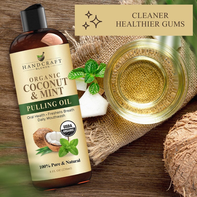 Handcraft Blends Coconut Oil Pulling for Teeth and Gums with Peppermint Oil - Organic Coconut Oil Pulling Oil Mouthwash for Fresh Breath, Oral Health and Cleaner Teeth and Gums - 8 Fl oz - Image 3