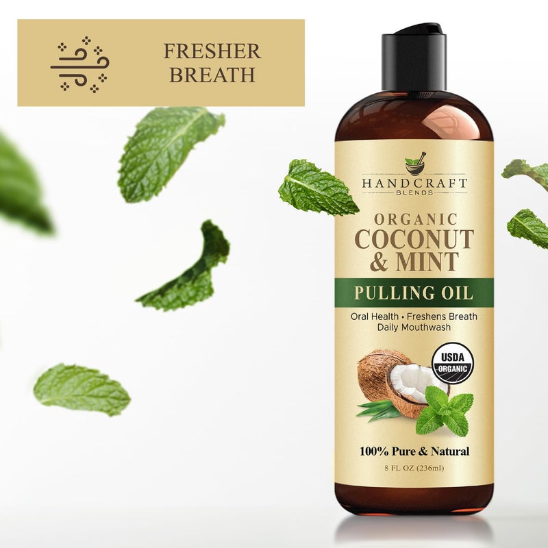 Handcraft Blends Coconut Oil Pulling for Teeth and Gums with Peppermint Oil - Organic Coconut Oil Pulling Oil Mouthwash for Fresh Breath, Oral Health and Cleaner Teeth and Gums - 8 Fl oz - Image 2