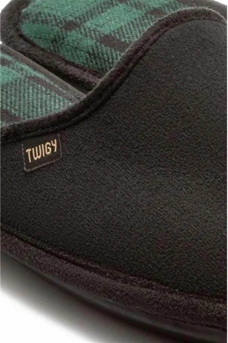 تويجي Plaid Men's Home Slippers Black Green 41/46 AA0551