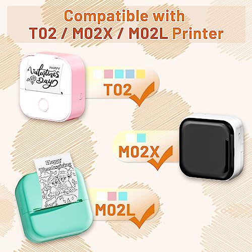 Memoqueen Phomemo T02 Color Adhesive Thermal Paper, for T02/M02/M02X/M02L/S002/AHM2/X6, Mint Green/Lavender Purple/Light Orange Paper, 50mmx3.5mm, Keep for 20 Years, 3 Rolls - Image 3