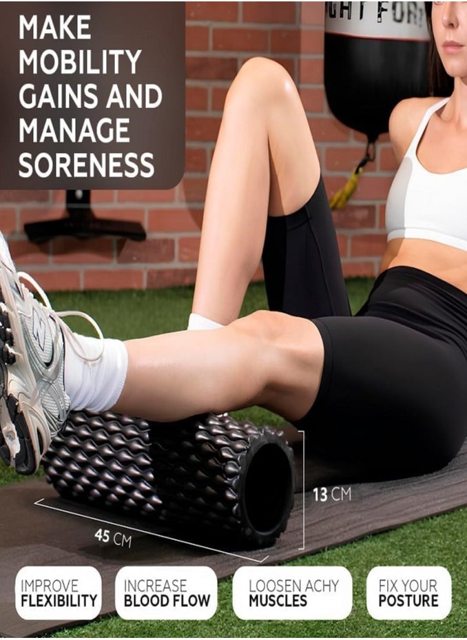 LIVVY Deep Tissue Massage Foam Roller – Wavy Textured Fitness Roller for Pain Relief, Muscle Recovery, Yoga & Pilates  - Image 3