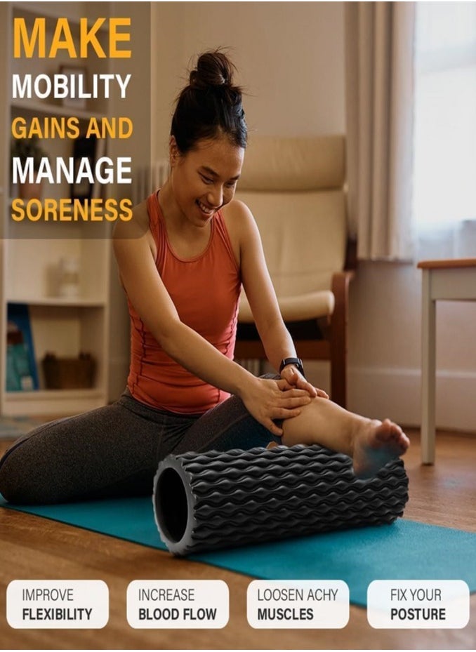 LIVVY Deep Tissue Massage Foam Roller – Wavy Textured Fitness Roller for Pain Relief, Muscle Recovery, Yoga & Pilates  - Image 5