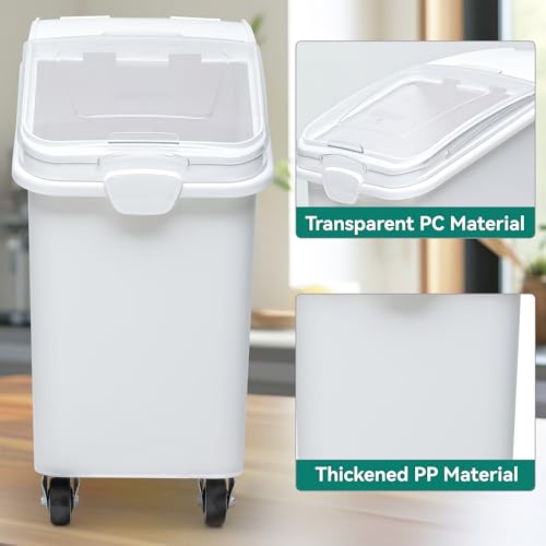 YITAHOME 50L/90lb Large Ingredient Flour Storage Bin, Commercial 11.4-Gallon Rice Storage Container 280 Cups Bulk Flour storage Bins with Wheels,Scoop,Lid and scale, Rice Bin for Kitchen, White - Image 5