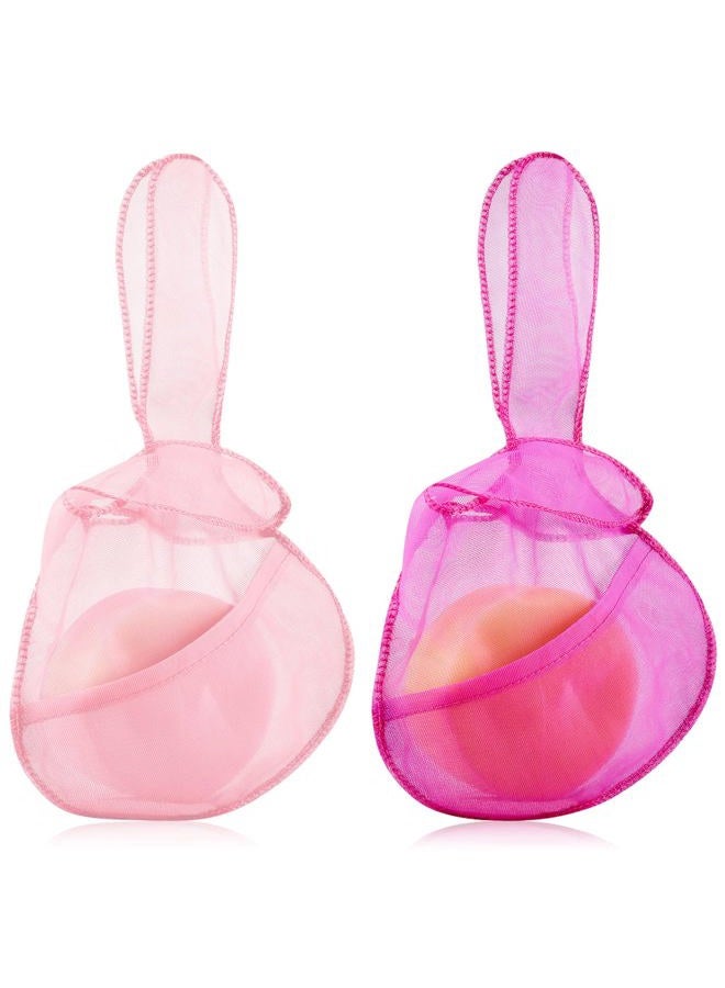 Nuanchu 2 Pcs Shampoo Bar Holder Bag Soap Saver Bag Beauty Shampoo Conditioner Bar Pouch Rabbit Shape Travel Soap Holder Loofah Bubble Foam Net Savers(Light Pink, Rose Pink,14x7.8'')  - Image 1