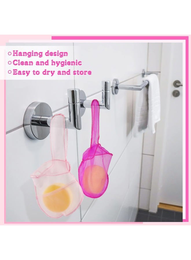Nuanchu 2 Pcs Shampoo Bar Holder Bag Soap Saver Bag Beauty Shampoo Conditioner Bar Pouch Rabbit Shape Travel Soap Holder Loofah Bubble Foam Net Savers(Light Pink, Rose Pink,14x7.8'')  - Image 5