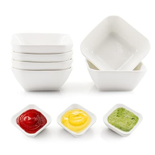 DRAONGYE Ultra-Strong 3 Oz 6 Pack Ceramic Dip Bowls Set, Mini Bowl Soy Sauce Plate, Condiment Server, Can be Used for Ketchup, Vinegar,BBQ and Party Dinner - Image 1