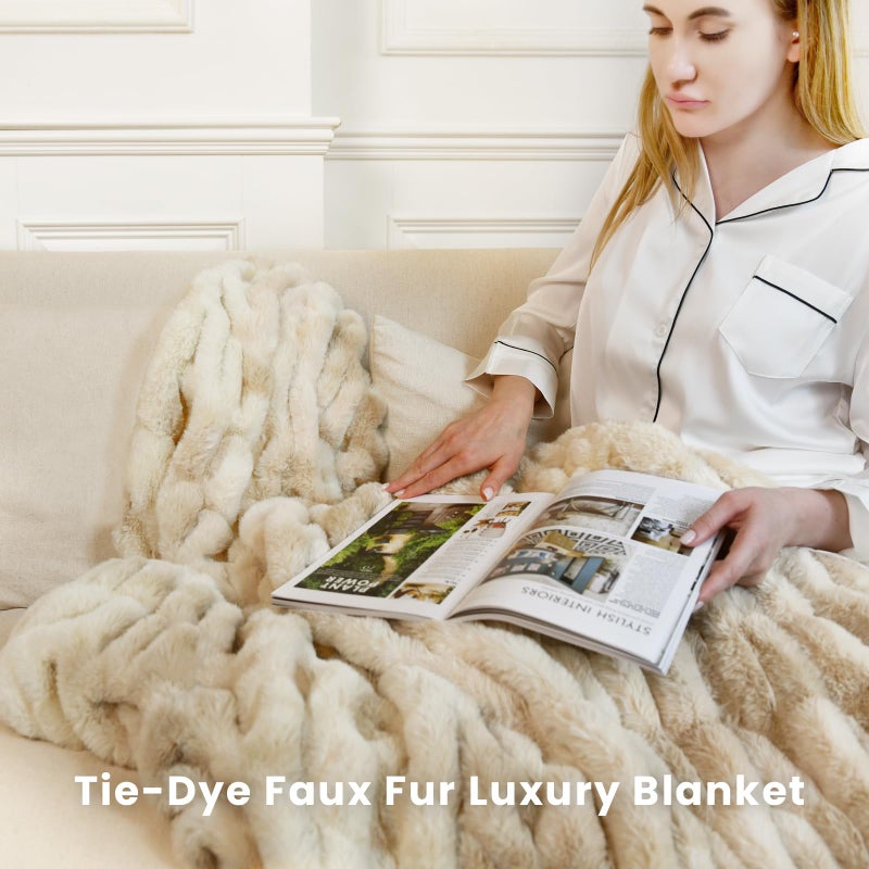 blunique Faux Fur Blanket Extra Soft  Luxury Dual-Sided Faux Fur Throw Blanket  Flannel and Faux Fur Blend  Luxury Furry Throw Blanket for Couch 50x60 Inches - Image 3