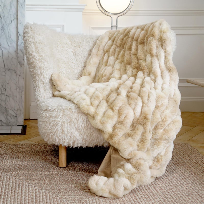blunique Faux Fur Blanket Extra Soft  Luxury Dual-Sided Faux Fur Throw Blanket  Flannel and Faux Fur Blend  Luxury Furry Throw Blanket for Couch 50x60 Inches - Image 1
