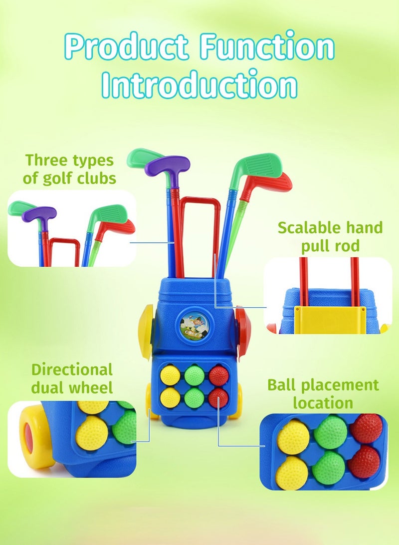 Toddler Golf Clubs Set with 6 Balls 4 Golf Clubs and Golf Cart, Kids Golf Toys , Indoor & Outdoor Sport Golf Games Toy Gifts, Competitive Game Parent-Child Interaction for Boys Girls