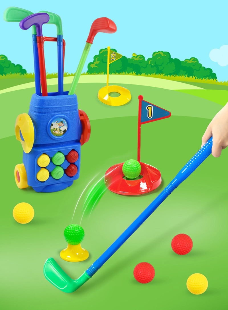 Toddler Golf Clubs Set with 6 Balls 4 Golf Clubs and Golf Cart, Kids Golf Toys , Indoor & Outdoor Sport Golf Games Toy Gifts, Competitive Game Parent-Child Interaction for Boys Girls