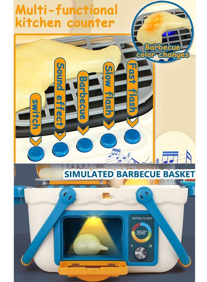 kitchen Cooking Toy,Portable Pretend Play Simulation Cooker Cooking Tableware,Simulation Water Coming Out Of The Faucet,Utensils Toy Cutlery Cut Play Food Shopping Basket Learning Gift for Girls Boys - Image 5