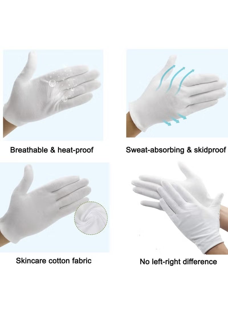 فاصولا 12 زوج قفازات قطنية بيضاء ، مقاس إكس إل كبير وطويل، قفازات متعددة الاستخدامات سميكة، قفازات عمل مرنة للمناسبات الاحتفالية، فحص المجوهرات والعملات، تنظيف المنزل، لأصحاب الأيدي الكبيرة (أبيض) - Image 4