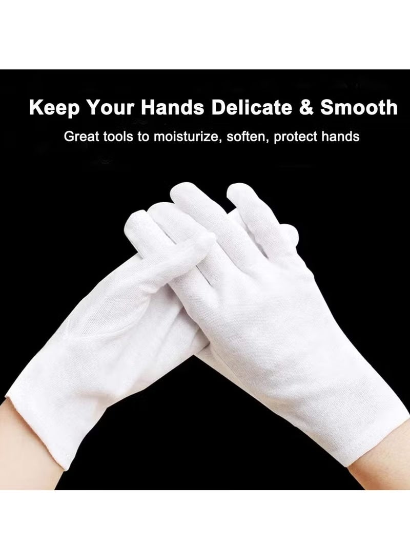 فاصولا 12 زوج قفازات قطنية بيضاء ، مقاس إكس إل كبير وطويل، قفازات متعددة الاستخدامات سميكة، قفازات عمل مرنة للمناسبات الاحتفالية، فحص المجوهرات والعملات، تنظيف المنزل، لأصحاب الأيدي الكبيرة (أبيض) - Image 5