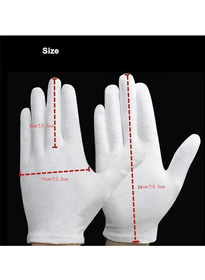 فاصولا 12 زوج قفازات قطنية بيضاء ، مقاس إكس إل كبير وطويل، قفازات متعددة الاستخدامات سميكة، قفازات عمل مرنة للمناسبات الاحتفالية، فحص المجوهرات والعملات، تنظيف المنزل، لأصحاب الأيدي الكبيرة (أبيض) - Image 2