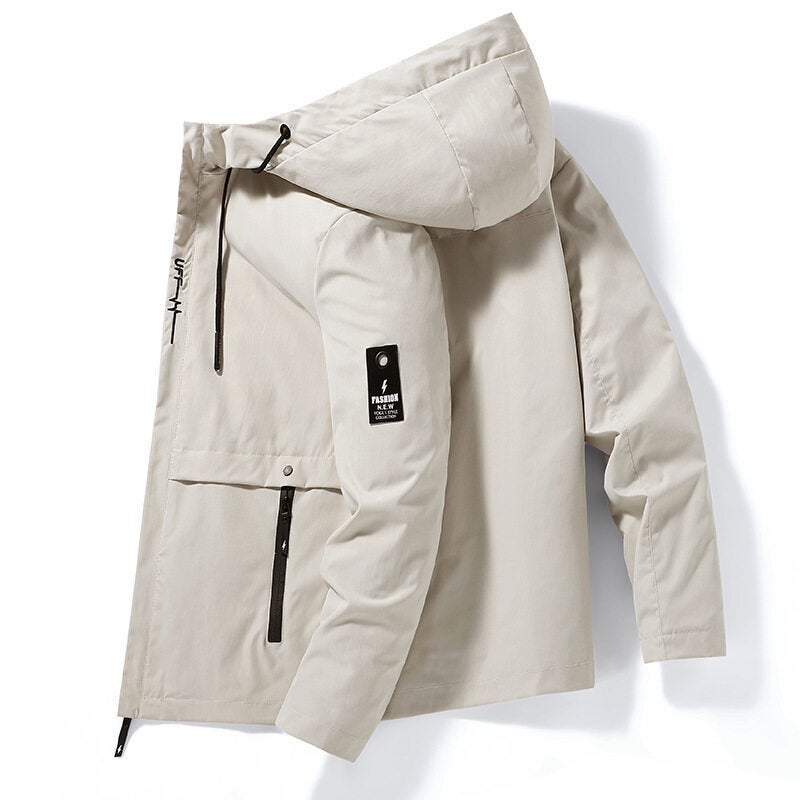 Generic Cross-border 2023 Spring and Autumn Youth Casual Baseball Clothes Mens Korean Fashion Hooded Jacket Cardigan Sports Jacket Khaki 