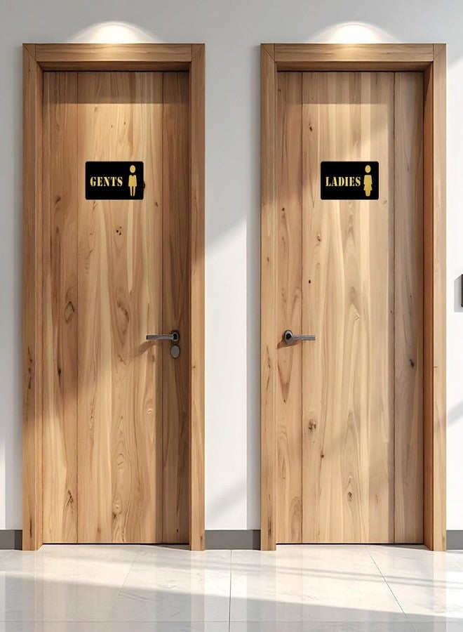 Inephos Gents & Ladies Washroom Acrylic Signage Set | Premium Black & Gold Toilet Door Sign Board | Office Hotel Restaurant Commercial Use | Set of 2 (Gents & Ladies 01) - Image 3