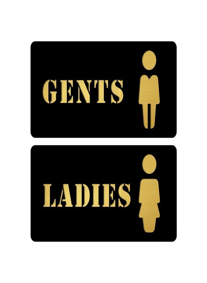 Inephos Gents & Ladies Washroom Acrylic Signage Set | Premium Black & Gold Toilet Door Sign Board | Office Hotel Restaurant Commercial Use | Set of 2 (Gents & Ladies 01) - Image 2