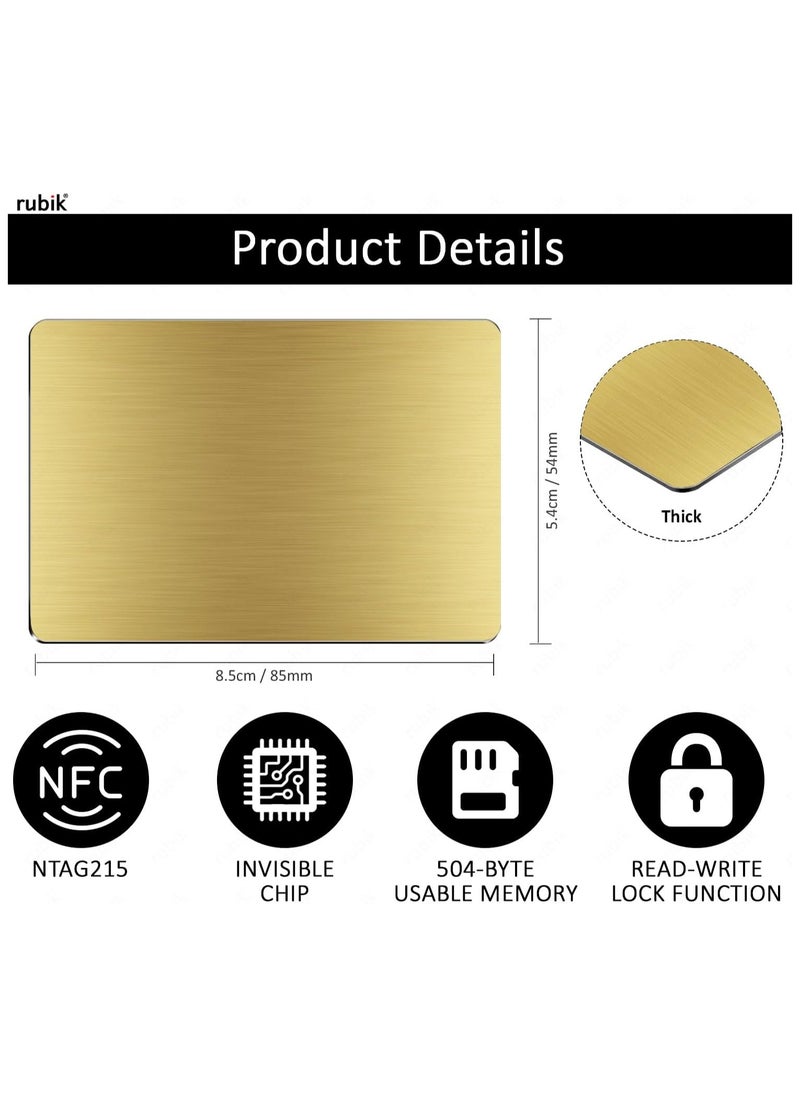Rubik NFC 215 Metal Cards Gold (Twin Shade), Invisible Chip, NTAG215 High-end Preistige Business Card, 304 Stainless Steel (Gold, 2 Cards)  - Image 2