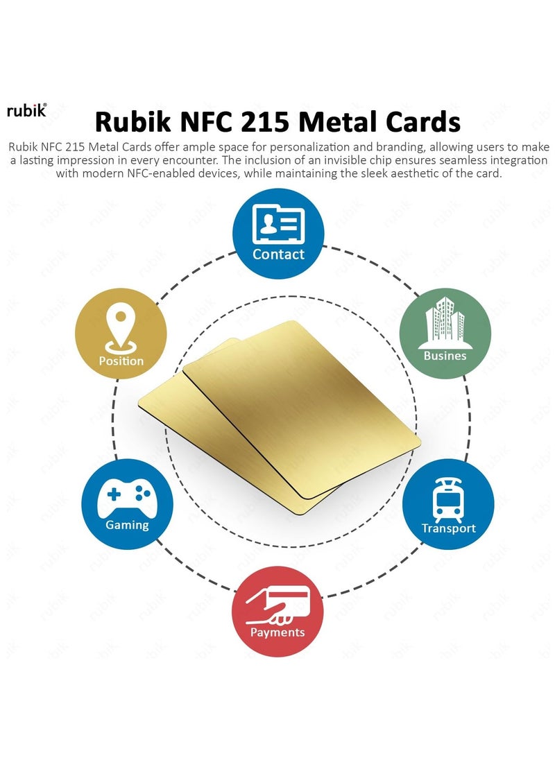 Rubik NFC 215 Metal Cards Gold (Twin Shade), Invisible Chip, NTAG215 High-end Preistige Business Card, 304 Stainless Steel (Gold, 2 Cards)  - Image 4