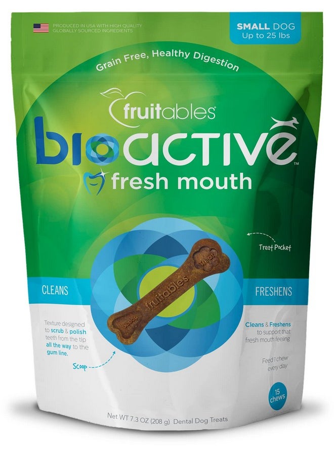 Fruitables - Bioactive Fresh Mouth Dental Chews  Mini Size Dog Treats  Dental Treats For Dogs  Dog Dental Chews  7.3 Ounces - Image 1