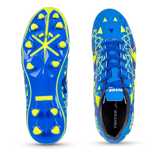 Vector X Mens Nitrate-X Synthetic Leather Upper|TPU Sole Football Shoes|Soccer Studs|Walking |Lace-Up|Comfortable Sports Boot Footwear Shoe for Adult, Men Boys (Blue-Green, Size-5) - Image 1
