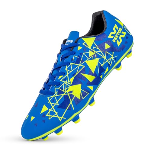 Vector X Mens Nitrate-X Synthetic Leather Upper|TPU Sole Football Shoes|Soccer Studs|Walking |Lace-Up|Comfortable Sports Boot Footwear Shoe for Adult, Men Boys (Blue-Green, Size-5) - Image 2