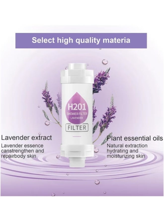 Lavender Shower Filter - Powered by Vitamin C - Water Purifier with Triple Technology System - Ideal Shower Head Filter for Treating Dry Skin and Hair Loss - Image 2