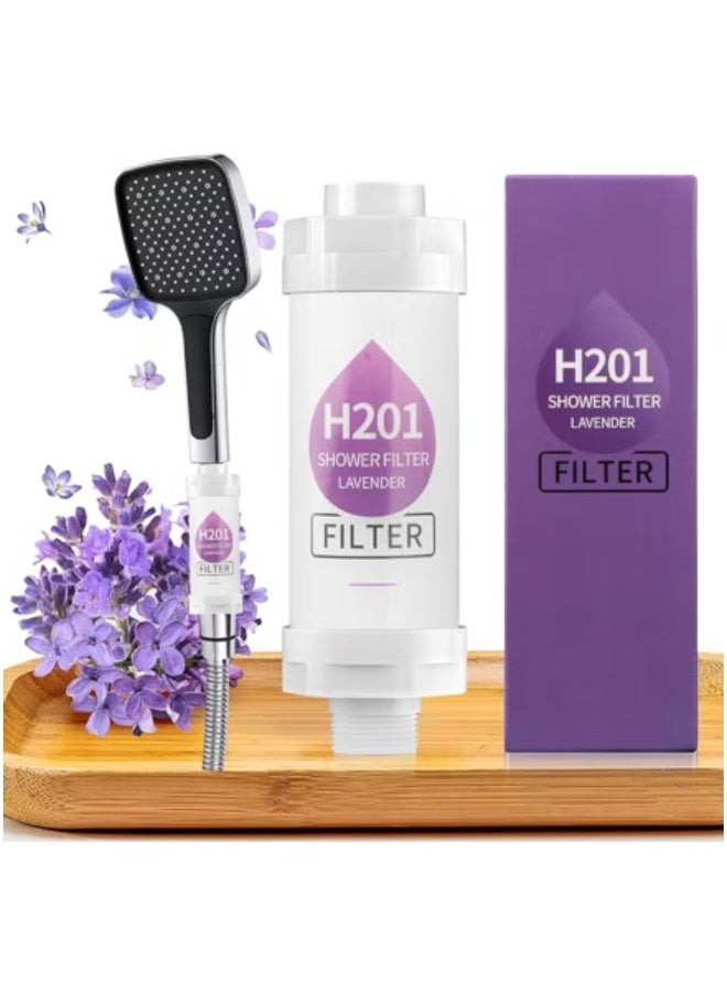 Lavender Shower Filter - Powered by Vitamin C - Water Purifier with Triple Technology System - Ideal Shower Head Filter for Treating Dry Skin and Hair Loss - Image 1