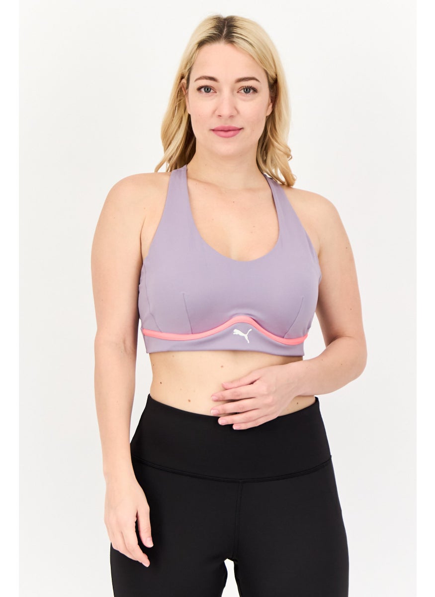 PUMA Women Brand Logo Padded Sports Bra, Pale Purple  - Image 1