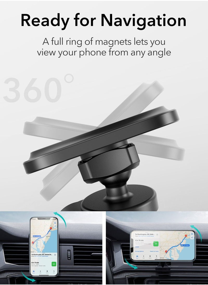 ESR - ESR Magnetic Wireless Car Charger with CryoBoost (HaloLock), Compatible with MagSafe Car Charger for iPhone 15/14/13/12 Series, Air Vent Mount, Fast Charging, Phone-Cooling Charger, Frosted Onyx - Image 1
