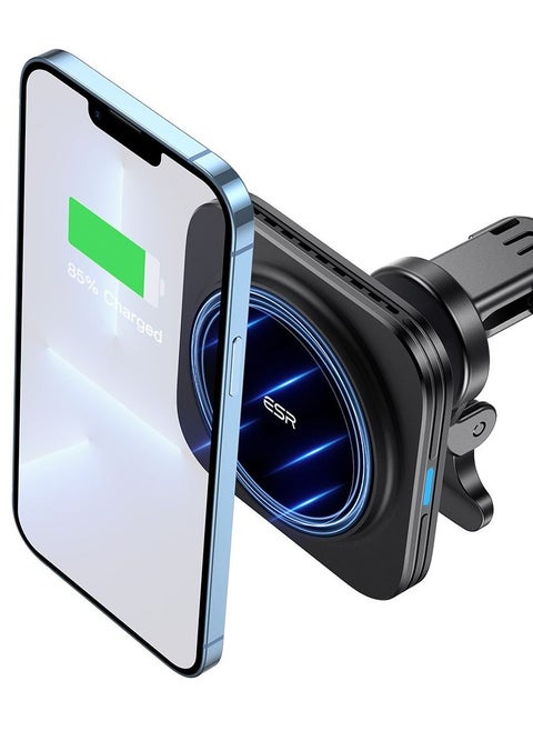 ESR Magnetic Wireless Car Charger with CryoBoost (HaloLock), Compatible with MagSafe Car Charger for iPhone 15/14/13/12 Series, Air Vent Mount, Fast Charging, Phone-Cooling Charger, Frosted Onyx
