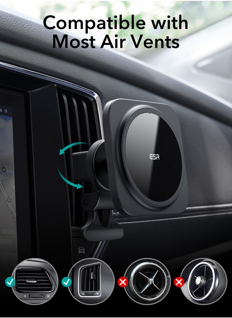 ESR - ESR Magnetic Wireless Car Charger with CryoBoost (HaloLock), Compatible with MagSafe Car Charger for iPhone 15/14/13/12 Series, Air Vent Mount, Fast Charging, Phone-Cooling Charger, Frosted Onyx - Image 1