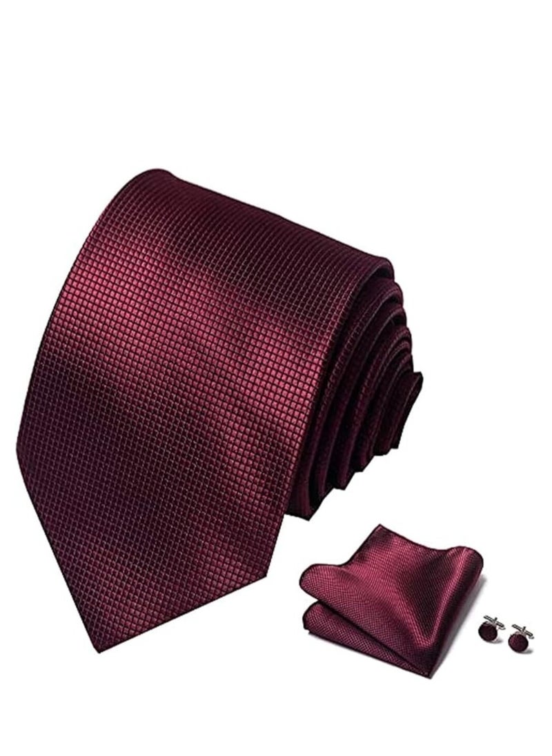 KCDMBUE Ties for Men Set with Pocket Square Cufflink and Tie Clip | Necktie Handkerchief in Gift Box  - Image 1