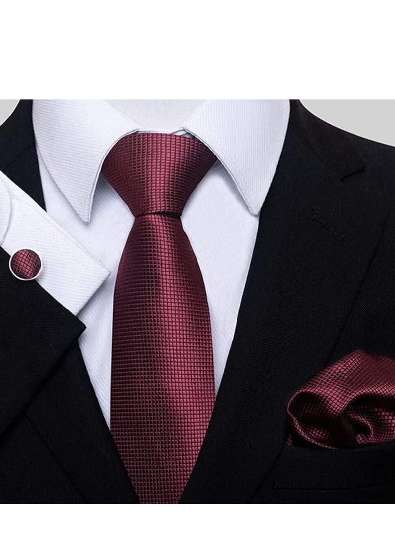 KCDMBUE Ties for Men Set with Pocket Square Cufflink and Tie Clip | Necktie Handkerchief in Gift Box  - Image 2
