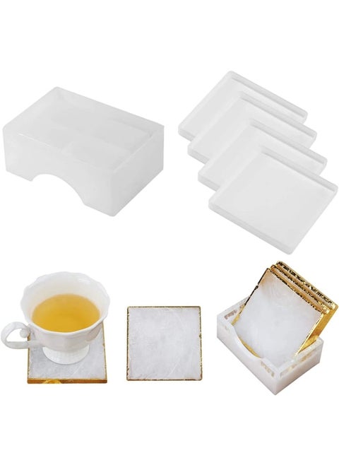 Co Resin Molds,Silicone Co Molds for DIY Epoxy Resin Co,Square Resin Co Molds with Co Storage Box Mold, Easy to Store,Square Cups Mats, Home Decoration