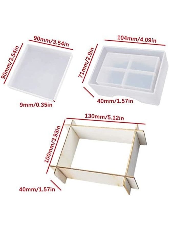 Generic - Co Resin Molds,Silicone Co Molds for DIY Epoxy Resin Co,Square Resin Co Molds with Co Storage Box Mold, Easy to Store,Square Cups Mats, Home Decoration - Image 1