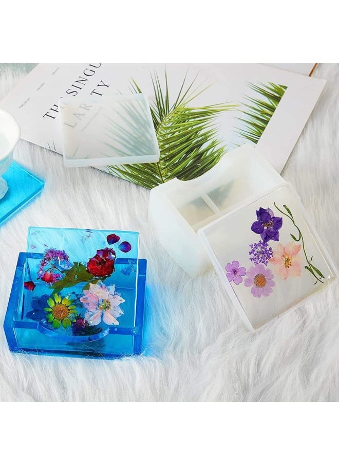 Generic - Co Resin Molds,Silicone Co Molds for DIY Epoxy Resin Co,Square Resin Co Molds with Co Storage Box Mold, Easy to Store,Square Cups Mats, Home Decoration - Image 1