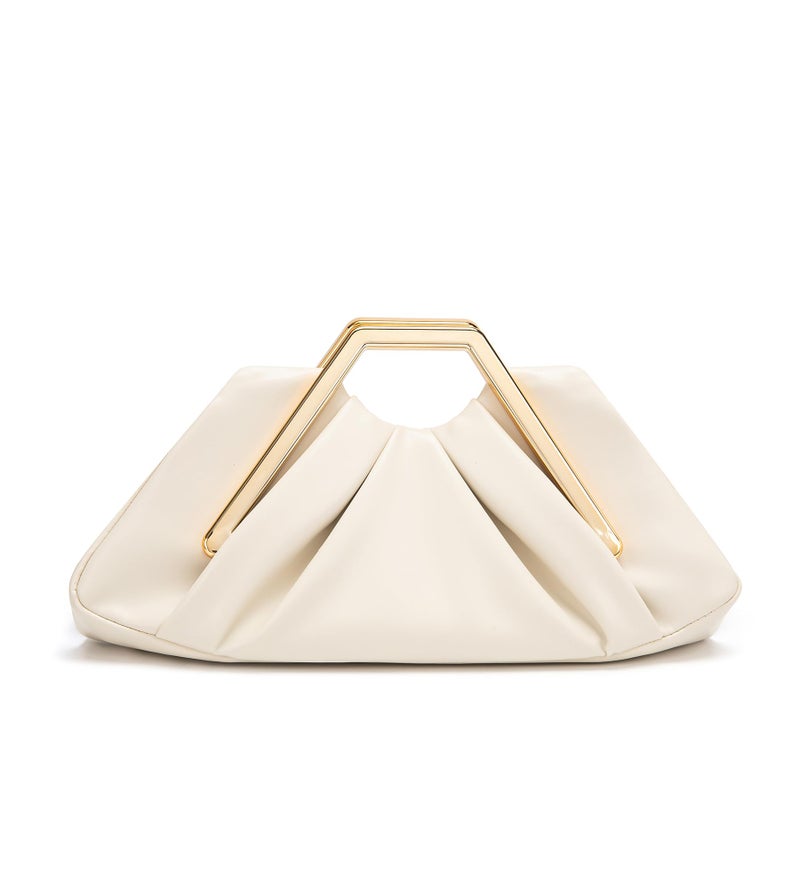 My Friday myfriday Women's Elegant Ruched Clutch Purse, Soft Dumpling Evening Purse Handbags for Wedding Prom Party Formal Events (Beige) - Image 1