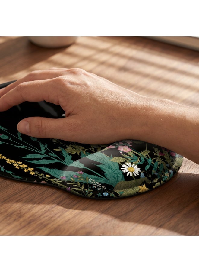 CozyNook Mouse Pad with Memory Foam Wrist Support, Ergonomic Non-Slip Wrist Rest Pad for Office, Home, Laptop & Desktop, Botanical Floral Desk Accessory - Image 4