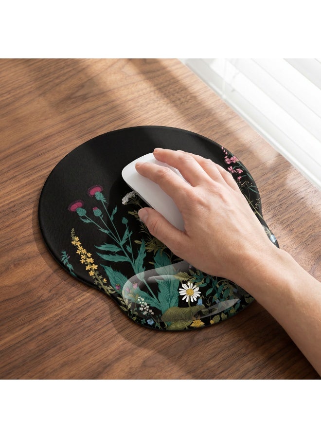 CozyNook Mouse Pad with Memory Foam Wrist Support, Ergonomic Non-Slip Wrist Rest Pad for Office, Home, Laptop & Desktop, Botanical Floral Desk Accessory - Image 3