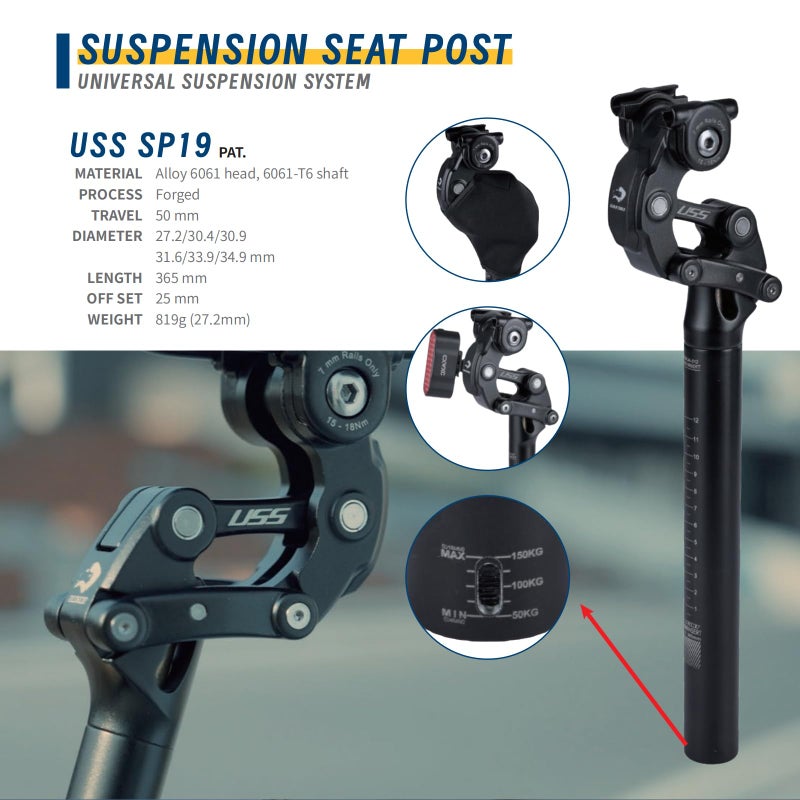 Bibike Safort Suspension Seatpost for eBike 4 Diameters Available (27.2/30.4/30.9/31.6mm) - Image 2