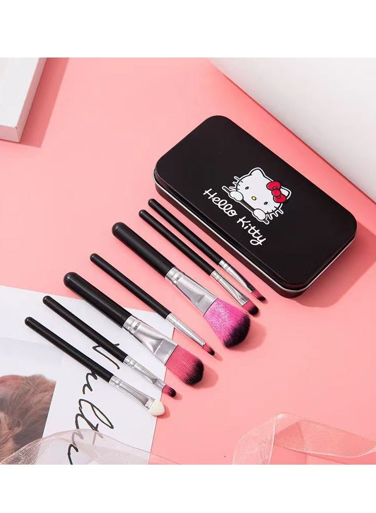 7-Piece Hello Kitty Mini Makeup Brush Set With Storage Box - Image 1
