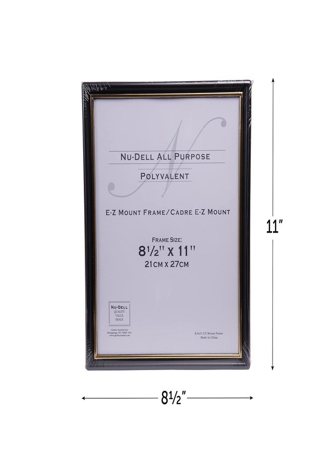 NuDell (3) 8.5" x 11" Economy EZ Mount Document Frame with Plastic Face VALUE PACK, Black w/ Gold Trim - Image 2