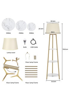 Floor Lamp for Living Room Bedroom Led Light Stand Corner Standing Lamp with Side Table Metal Standing Light with Modern Lampshade 3 Tier Book Shelf for Home Decor - pzsku/ZA60227BC6228169C5525Z/45/_/1722506599/fb4db7df-bbe4-46a9-bce3-0ea5acddb407