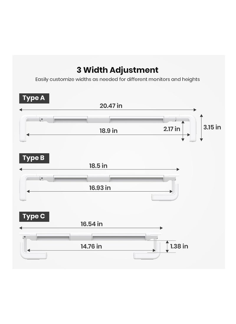 Olmaster - Monitor Stand Riser, Foldable Computer Monitor Riser,Height Adjustable Computer Stand, Desk Shelf Riser with Storage Drawer  (White) - Image 1
