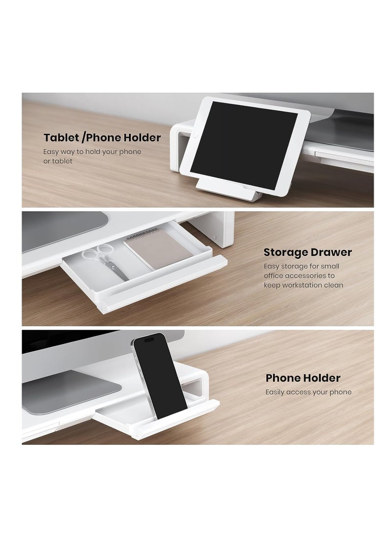 Monitor Stand Riser, Foldable Computer Monitor Riser,Height Adjustable Computer Stand, Desk Shelf Riser with Storage Drawer  (White) - pzsku/ZA6022DB24E295D10585FZ/45/_/1716971226/90bb2ac0-507f-4205-ae3a-9d4f864e77d1